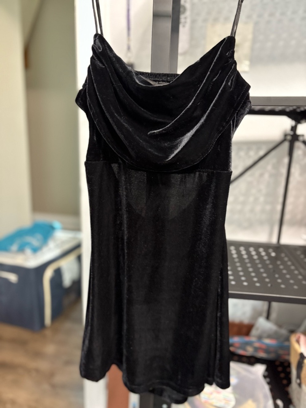 Urban Outfitters Black Velvet Mini Slip Dress